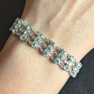 Silver Rhinestone Tennis Bracelet 3 Row
